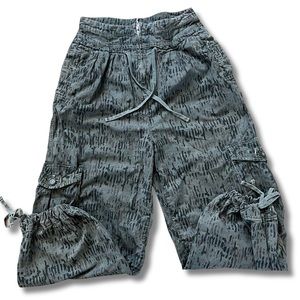 SOLD~Free People Fly Away Black and Grey Printed Parachute High Waisted Pants